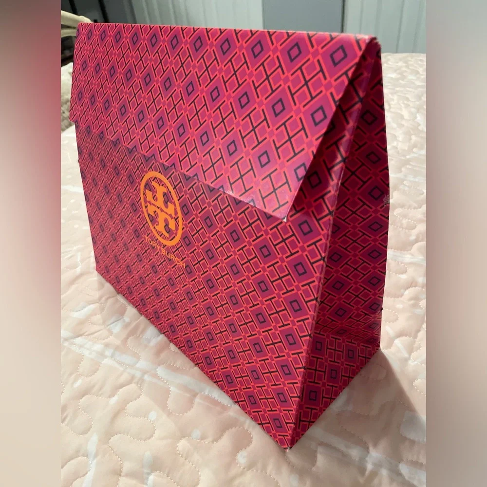 Tory Burch Pink Orange Logo Gift Envelope Medium Size Box